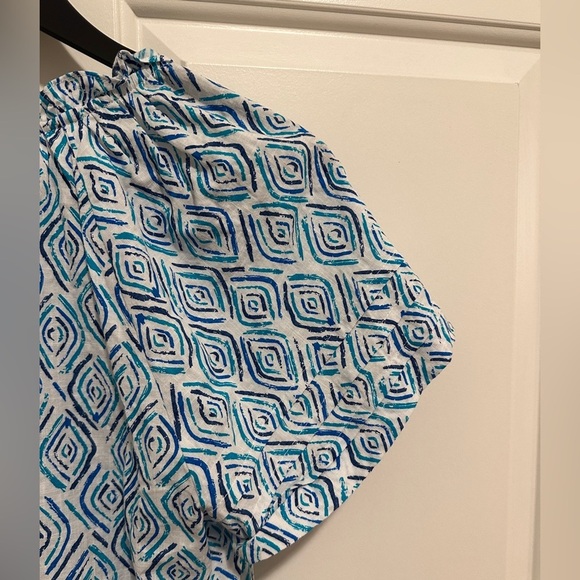 Hatley Ripples Blue Blouse Size Small A- Line Ruffles Buttons Womens - Picture 13 of 15